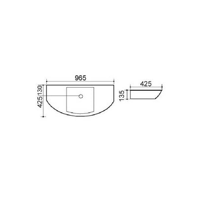 Lavabo ceramica bianca installazione sospesa 96,5x42,5 H. 13,5 con troppo pieno by CeramicStore | Lo specialista del tuo bagno