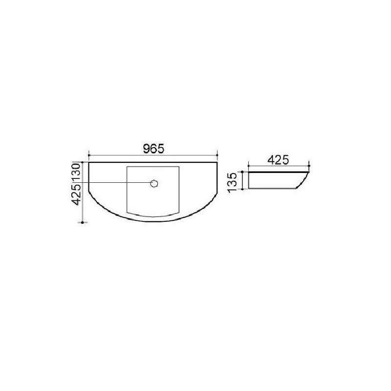 Lavabo ceramica bianca installazione sospesa 96,5x42,5 H. 13,5 con troppo pieno by CeramicStore | Lo specialista del tuo bagno