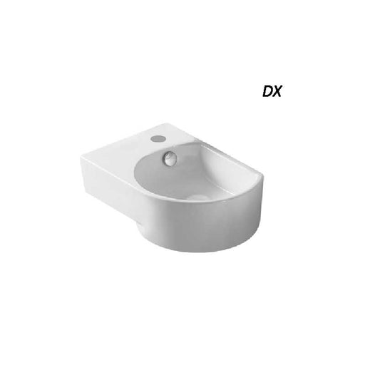 Lavabo sospeso ceramica bianca altezza 14 cm foro rubinetto a sinistra by CeramicStore | Lo specialista del tuo bagno