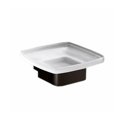 Portasapone a parete Gedy serie Lounge con contenitore in Vetro Satinato - Nero Matt by CeramicStore | Lo specialista del tuo bagno