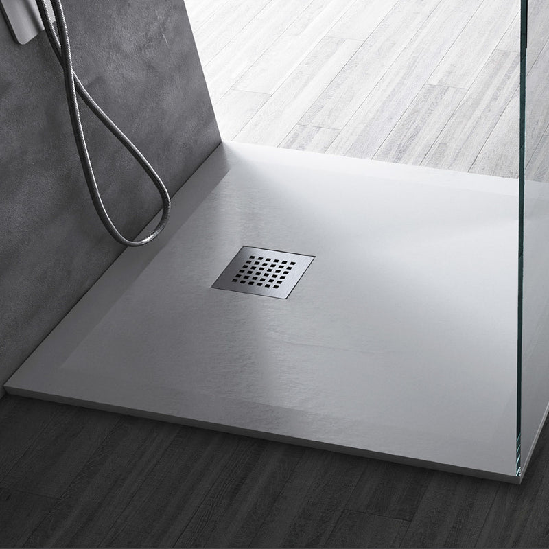 Piatto Doccia filopavimento 80x120 bianco in resina effetto pietra Emoji riducibile by CeramicStore | Lo specialista del tuo bagno