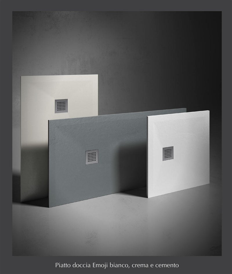 Piatto Doccia filopavimento 70x160 bianco in resina effetto pietra Emoji riducibile by CeramicStore | Lo specialista del tuo bagno