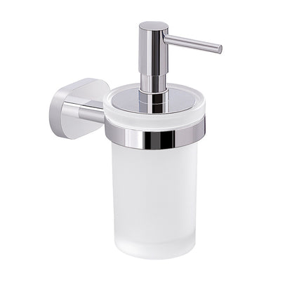 Dosasapone a parete Gedy Bernina vetro e acciaio inox. Erogatore in plastica cromata by CeramicStore | Lo specialista del tuo bagno