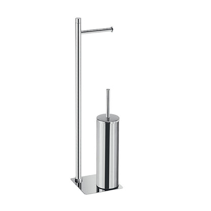 Piantana in Acciaio Inox con portarotolo e scopino Gedy serie Trilly - Cromato