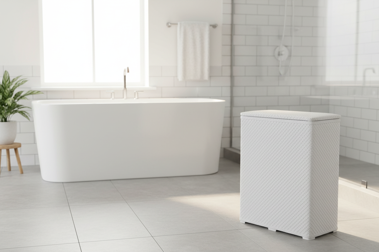 Cesto portabiancheria modello Ambrogio di Gedy - Bianco