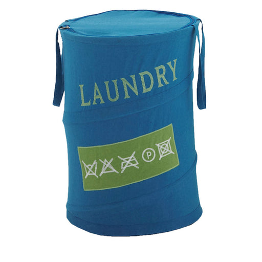 Cesto portabiancheria di Gedy modello Laundry in metallo, cotone e poliestere - Azzurro by CeramicStore | Lo specialista del tuo bagno