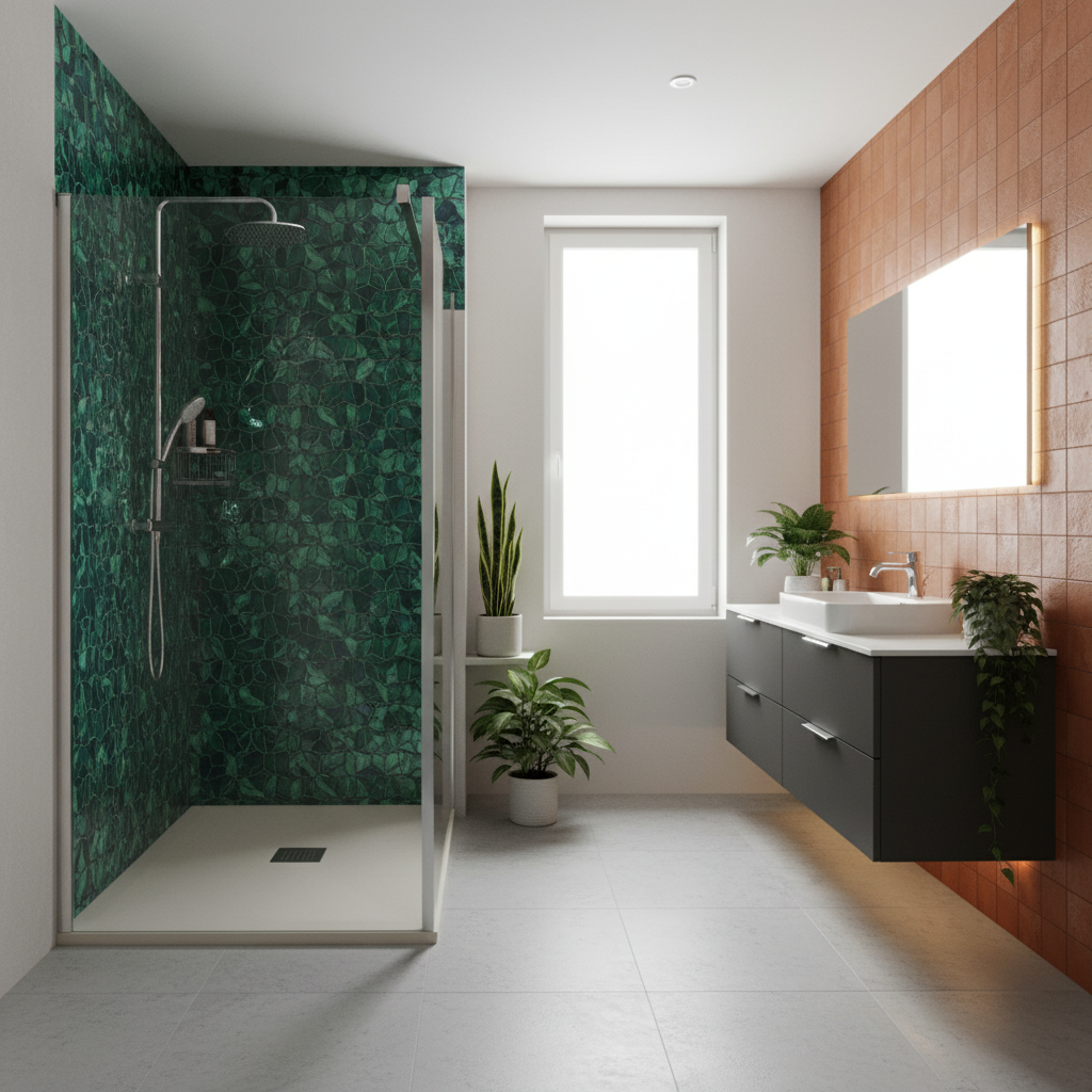 Piatto Doccia filopavimento 80x100 crema in resina effetto pietra Emoji riducibile