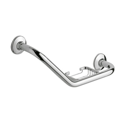 Maniglione inclinazione 135° Gedy modello Ascot con portasapone in filo reversibile - Cromato by CeramicStore | Lo specialista del tuo bagno