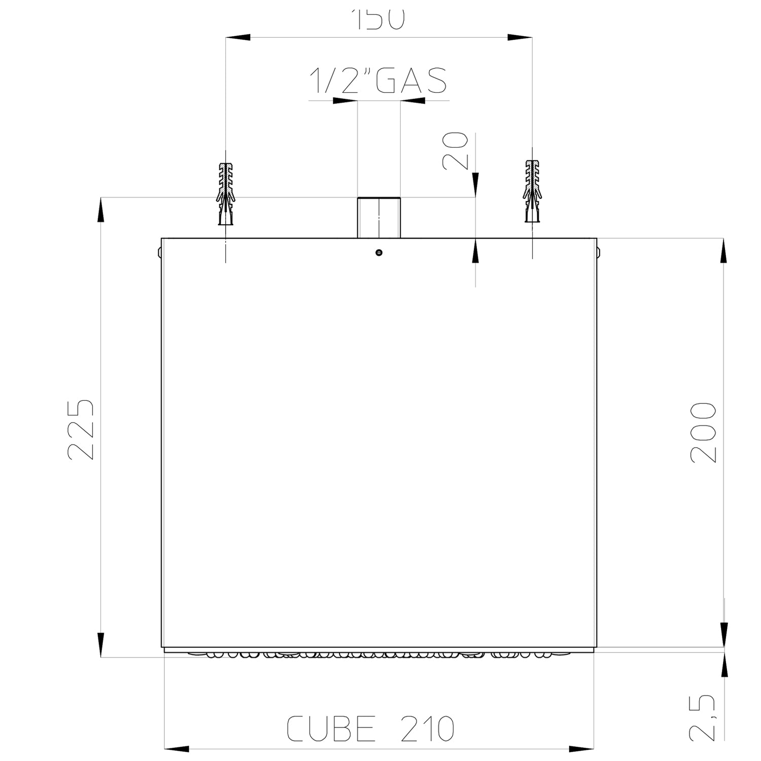 Soffione doccia a soffitto acciaio inox Bossini Cube 210x210 mm by CeramicStore | Lo specialista del tuo bagno