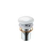 Piletta lavabo click-clack Fancy bianca con tappo tondo in ceramica bianco lucido e troppo pieno by CeramicStore | Lo specialista del tuo bagno