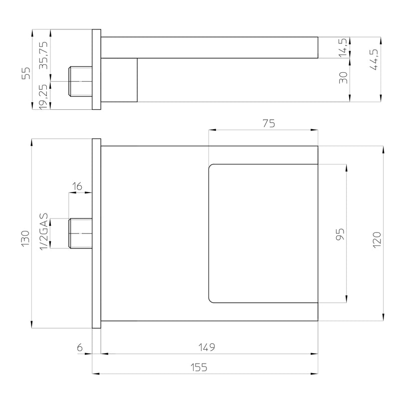 Bocca vasca/doccia a cascata XL Bossini Waterfall Spout ottone cromato by CeramicStore | Lo specialista del tuo bagno