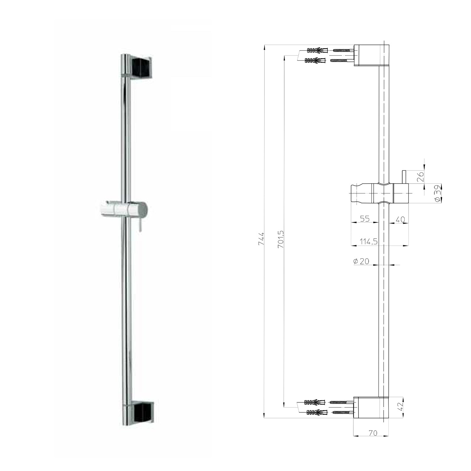 Saliscendi doccia Bossini con asta murale 70 cm, doccia Mixa/3 e portasapone tondo by CeramicStore | Lo specialista del tuo bagno