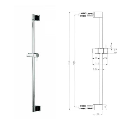 Saliscendi doccia Bossini con asta murale 70 cm, doccia Mixa/3 e portasapone tondo by CeramicStore | Lo specialista del tuo bagno