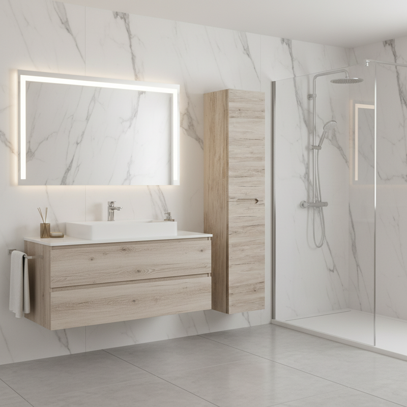 Columna de baño suspendida con dos puertas modelo Musa cm 35x30x160h