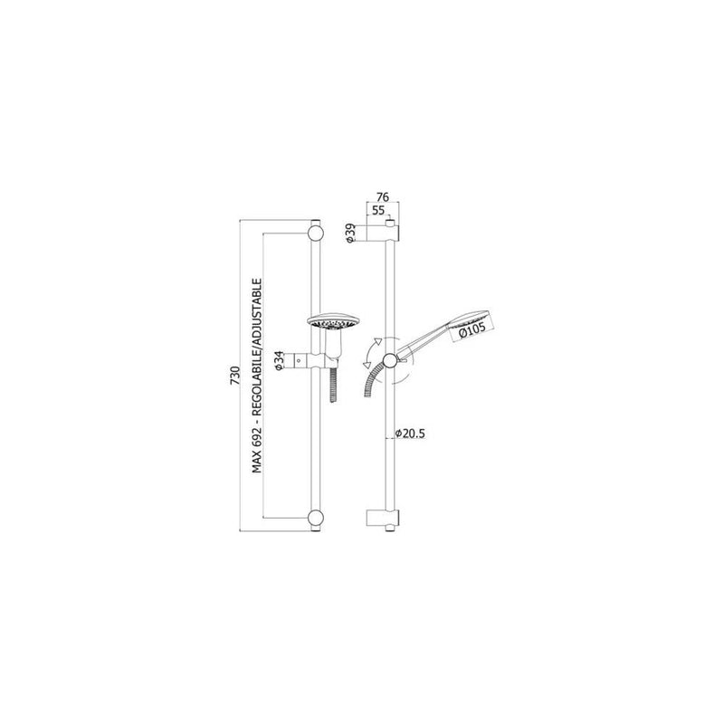 Set Saliscendi con asta per doccia e miscelatore doccia a muro esterno Paffoni by CeramicStore | Lo specialista del tuo bagno
