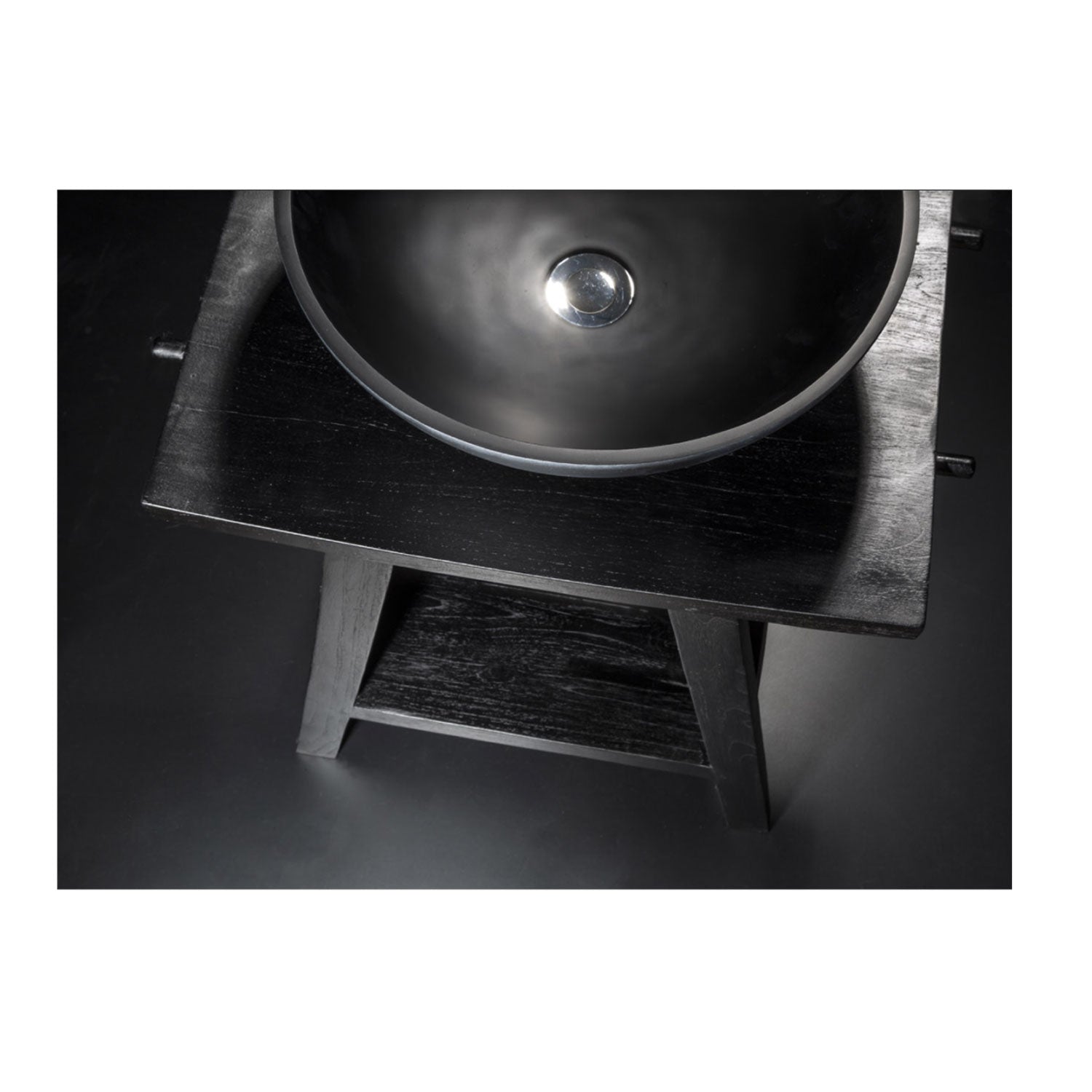 Consolle in Teak naturale di recupero trattato serie Zen Cipi 56cm - Nero by CeramicStore | Lo specialista del tuo bagno