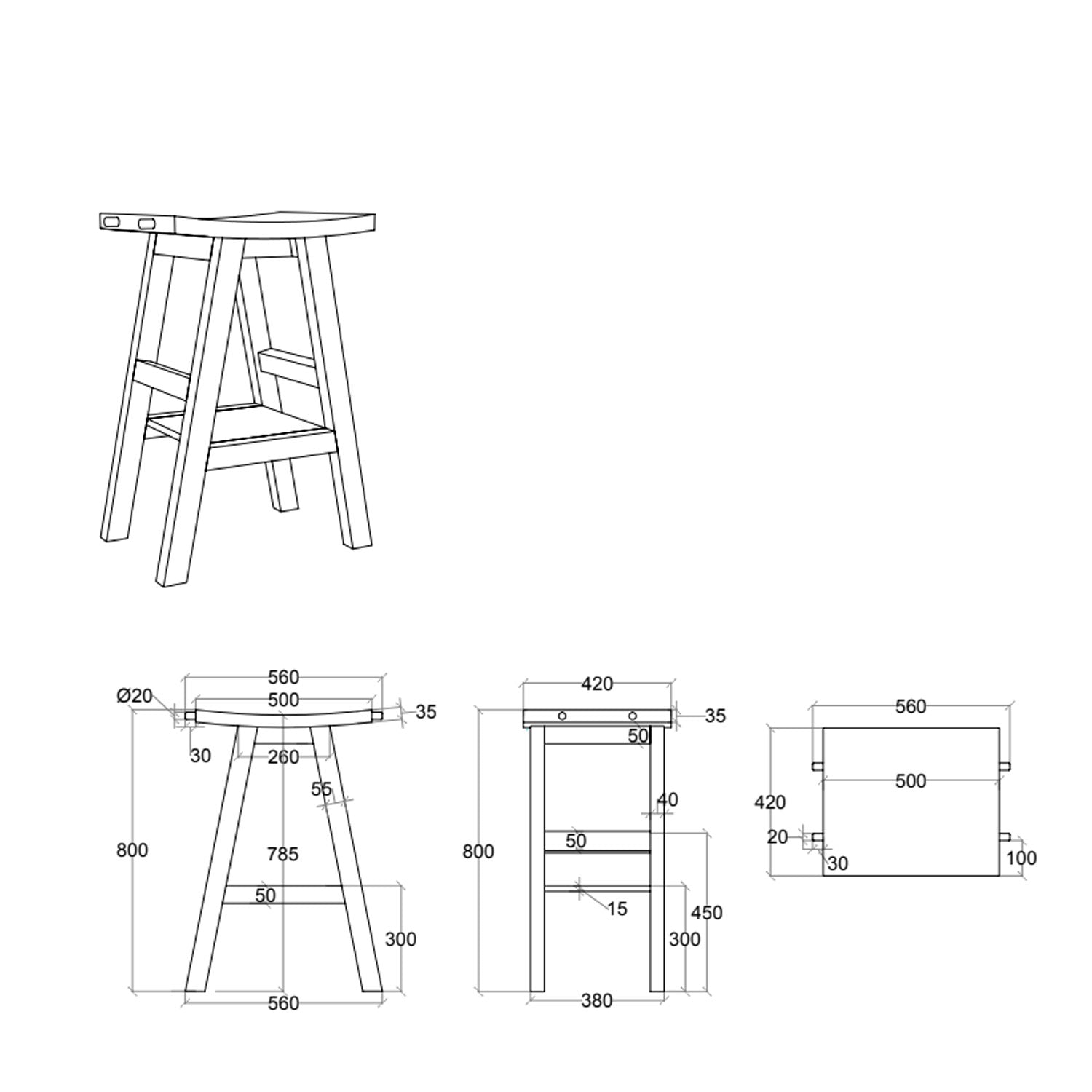 Consolle in Teak naturale di recupero trattato serie Zen Cipi 56cm - Bianco by CeramicStore | Lo specialista del tuo bagno