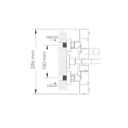 Colonna doccia termostatica quadrata con soffione 25x25 cm e corpo telescopico by CeramicStore | Lo specialista del tuo bagno