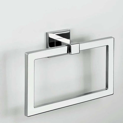 Porta salviette ad Anello di forma squadrata in ottone cromato Colombo Design collezione BasicQ Con fissaggio a tassello by CeramicStore | Lo specialista del tuo bagno
