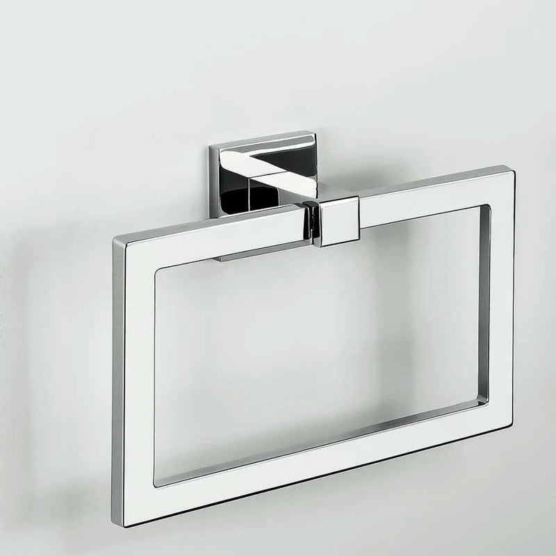 Porta salviette ad Anello di forma squadrata in ottone cromato Colombo Design collezione BasicQ Con fissaggio a tassello by CeramicStore | Lo specialista del tuo bagno