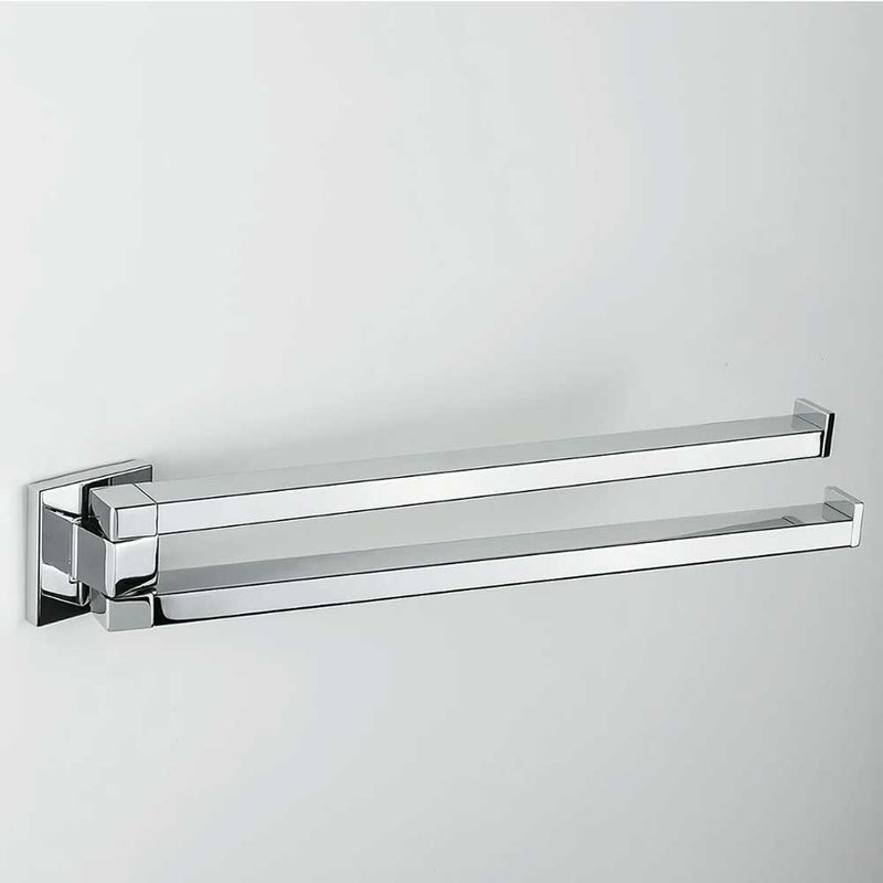 Porta salviette da bagno a doppio snodo di forma squadrata in ottone cromato Colombo Design collezione BasicQ Con fissaggio a tassello by CeramicStore | Lo specialista del tuo bagno