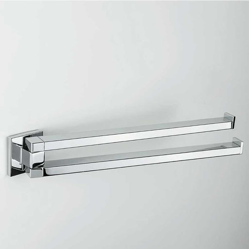 Porta salviette da bagno a doppio snodo di forma squadrata in ottone cromato Colombo Design collezione BasicQ Con fissaggio a tassello by CeramicStore | Lo specialista del tuo bagno