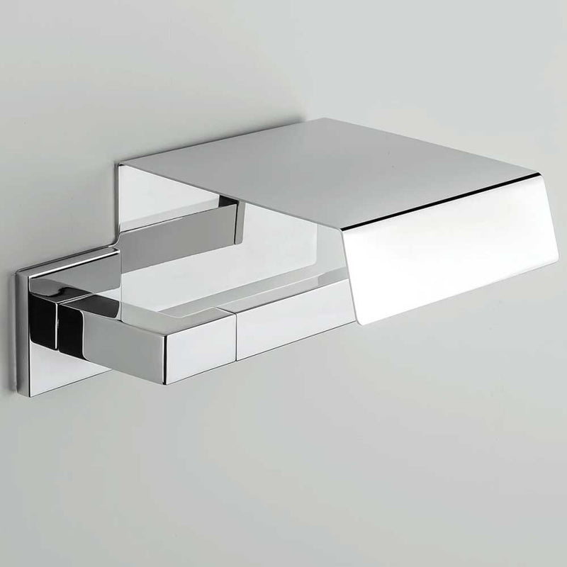 Porta rotolo Coperto di forma squadrata in ottone cromato  Colombo Design collezione BasicQ Con fissaggio a tassello