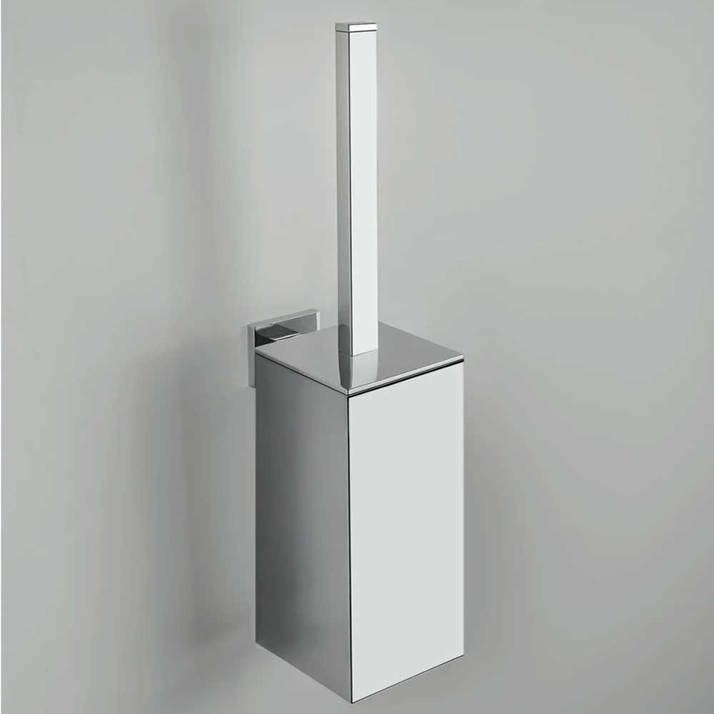 Porta scopino wc di forma squadrata in ottone cromato Colombo Design collezione BasicQ Con fissaggio a tassello by CeramicStore | Lo specialista del tuo bagno