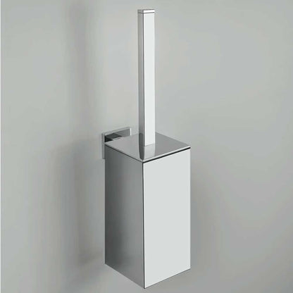 Porta scopino wc di forma squadrata in ottone cromato Colombo Design collezione BasicQ Con fissaggio a tassello by CeramicStore | Lo specialista del tuo bagno