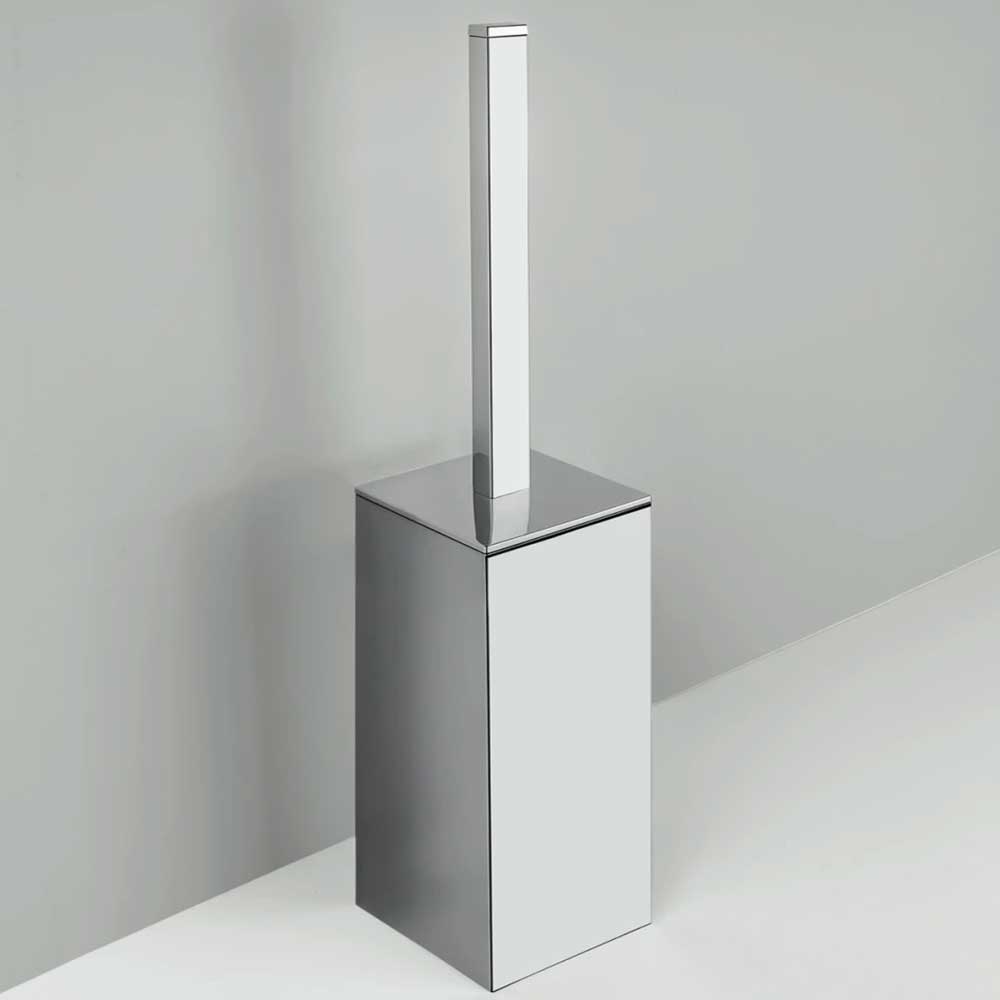 Porta scopino wc da appoggio di forma squadrata in ottone cromato Colombo Design collezione BasicQ Con fissaggio a tassello by CeramicStore | Lo specialista del tuo bagno