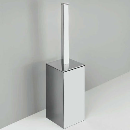 Porta scopino wc da appoggio di forma squadrata in ottone cromato Colombo Design collezione BasicQ Con fissaggio a tassello by CeramicStore | Lo specialista del tuo bagno