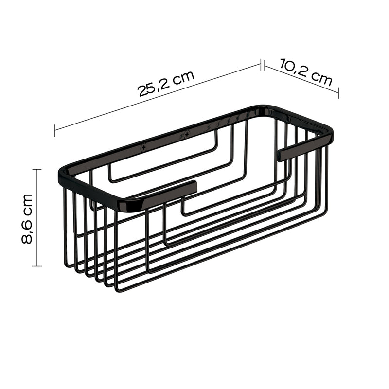 Versione Outlet - Portaoggetti doccia rettangolare alto modello Augustus di Gedy - Nero Matt by CeramicStore | Lo specialista del tuo bagno