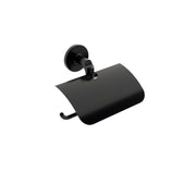 Porta rotolo coperto da incollo o da fissare a parete in ottone verniciato nero opaco collezione Sebecà  di Lineabeta
