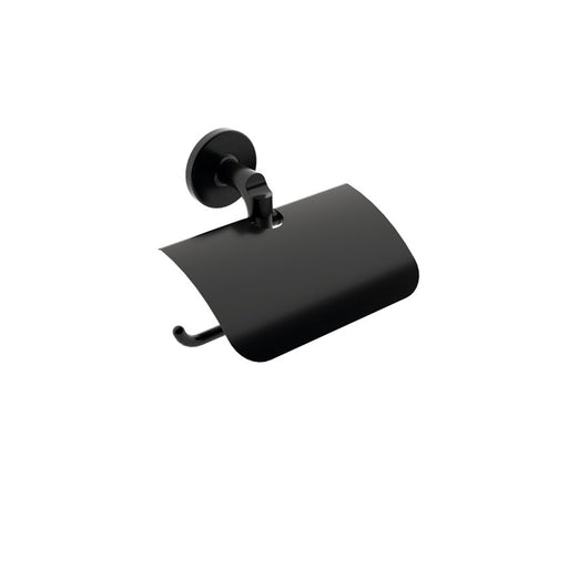 Porta rotolo coperto da incollo o da fissare a parete in ottone verniciato nero opaco collezione Sebecà  di Lineabeta