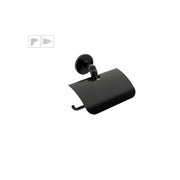 Porta rotolo coperto da incollo o da fissare a parete in ottone verniciato nero opaco collezione Sebecà  di Lineabeta