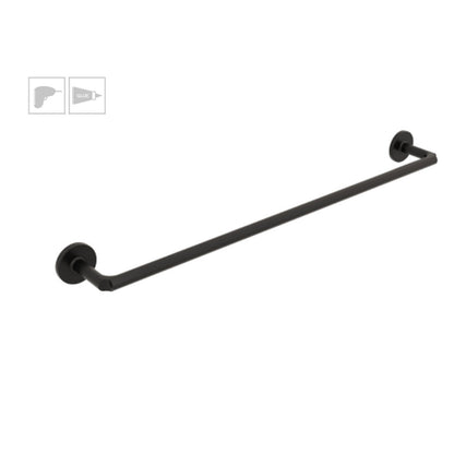 Porta asciugamani da incollo o da fissare a parete in ottone verniciato nero opaco collezione Sebecà di Lineabeta - 650mm by CeramicStore | Lo specialista del tuo bagno