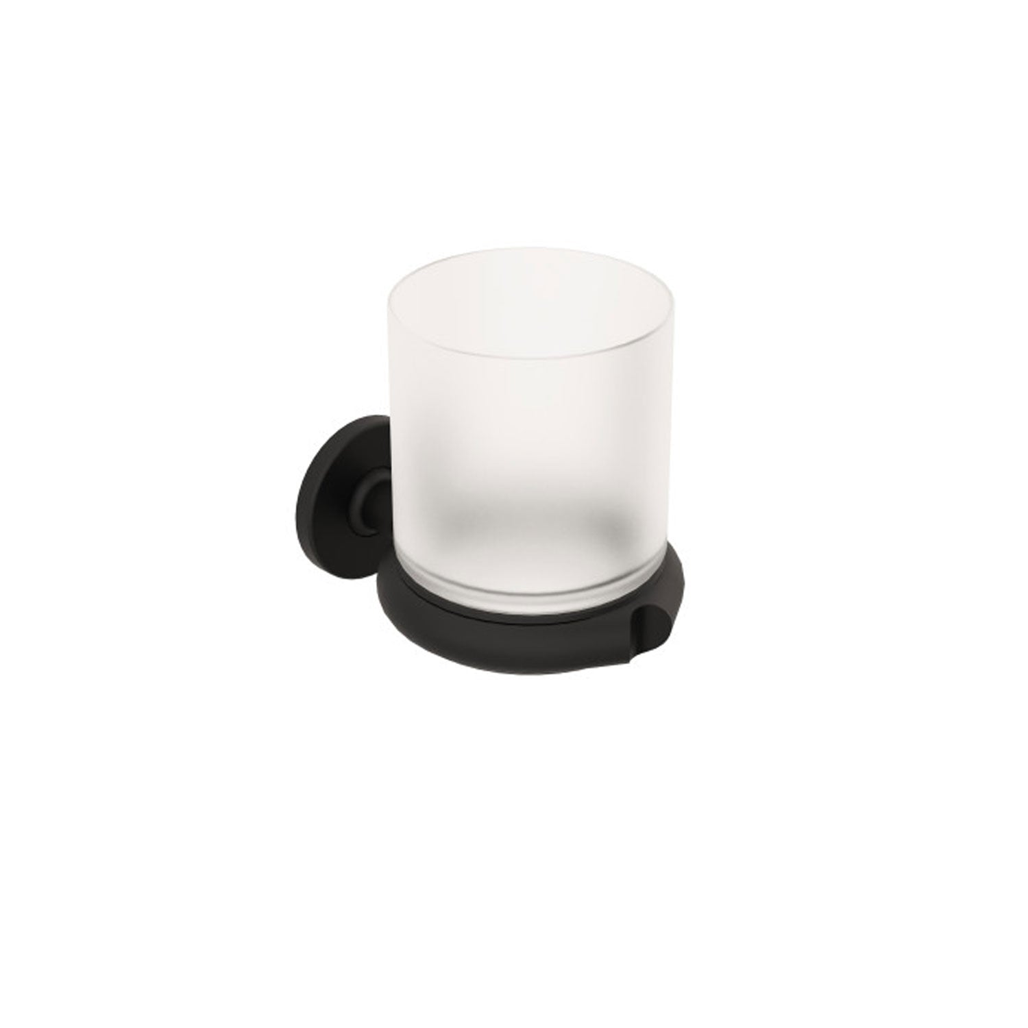 Porta spazzolini da incollo o da fissare a parete in ottone verniciato nero opaco e vetro acidato collezione Sebecà di Lineabeta by CeramicStore | Lo specialista del tuo bagno