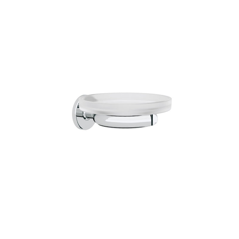 Porta sapone da incollo o da fissare a parete in ottone cromato e vetro acidato collezione Sebecà di Lineabeta by CeramicStore | Lo specialista del tuo bagno