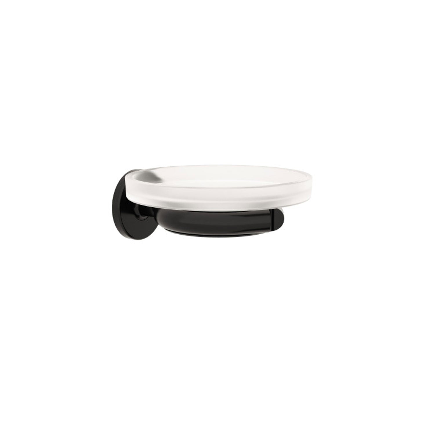 Porta sapone da incollo o da fissare a parete in ottone verniciato nero opaco e vetro acidato collezione Sebecà di Lineabeta by CeramicStore | Lo specialista del tuo bagno