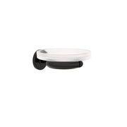 Porta sapone da incollo o da fissare a parete in ottone verniciato nero opaco e vetro acidato collezione Sebecà di Lineabeta by CeramicStore | Lo specialista del tuo bagno