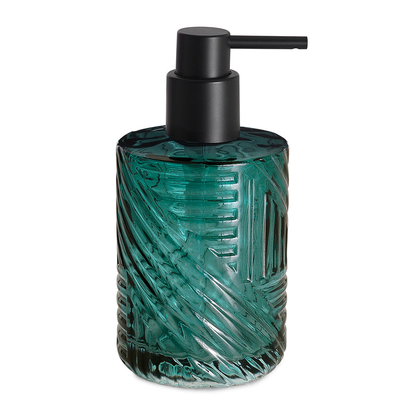 Dosasapone in vetro con erogatore in plastica nera Gedy serie Corinne - Verde
