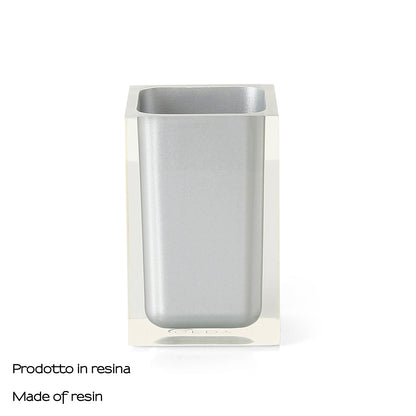Portaspazzolini da appoggio in resina Gedy serie Rainbow - Argento