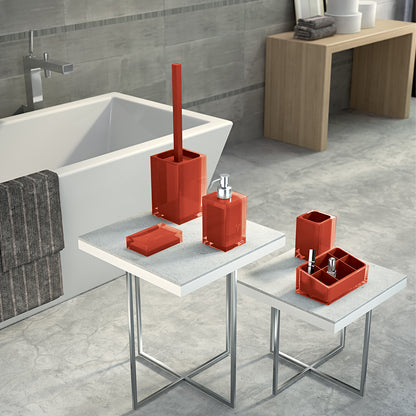 Portaspazzolini da appoggio in resina Gedy serie Rainbow - Rosso