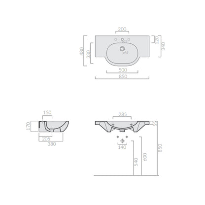 Lavabo sospeso in ceramica serie M2 di Ceramica Galassia - Bianco lucido 85cm by CeramicStore | Lo specialista del tuo bagno