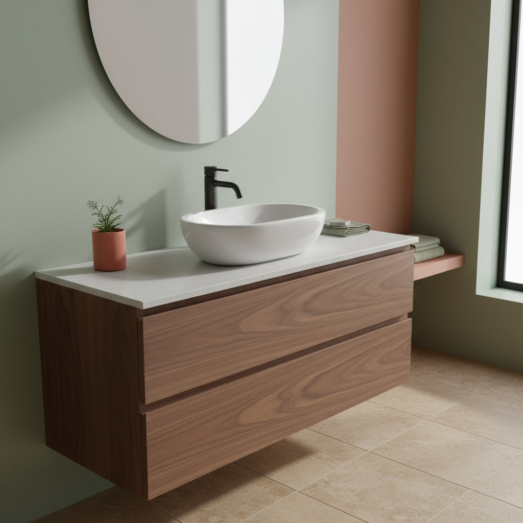 Lavabo ciotola da appoggio in ceramica serie M2 di Ceramica Galassia -  Bianco lucido 54x35xh15 cm