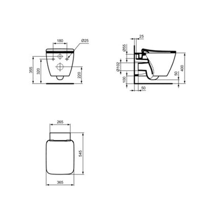 WC sospeso Ideal Standard modello Strada II 54.5x37 cm con sedile tradizionale