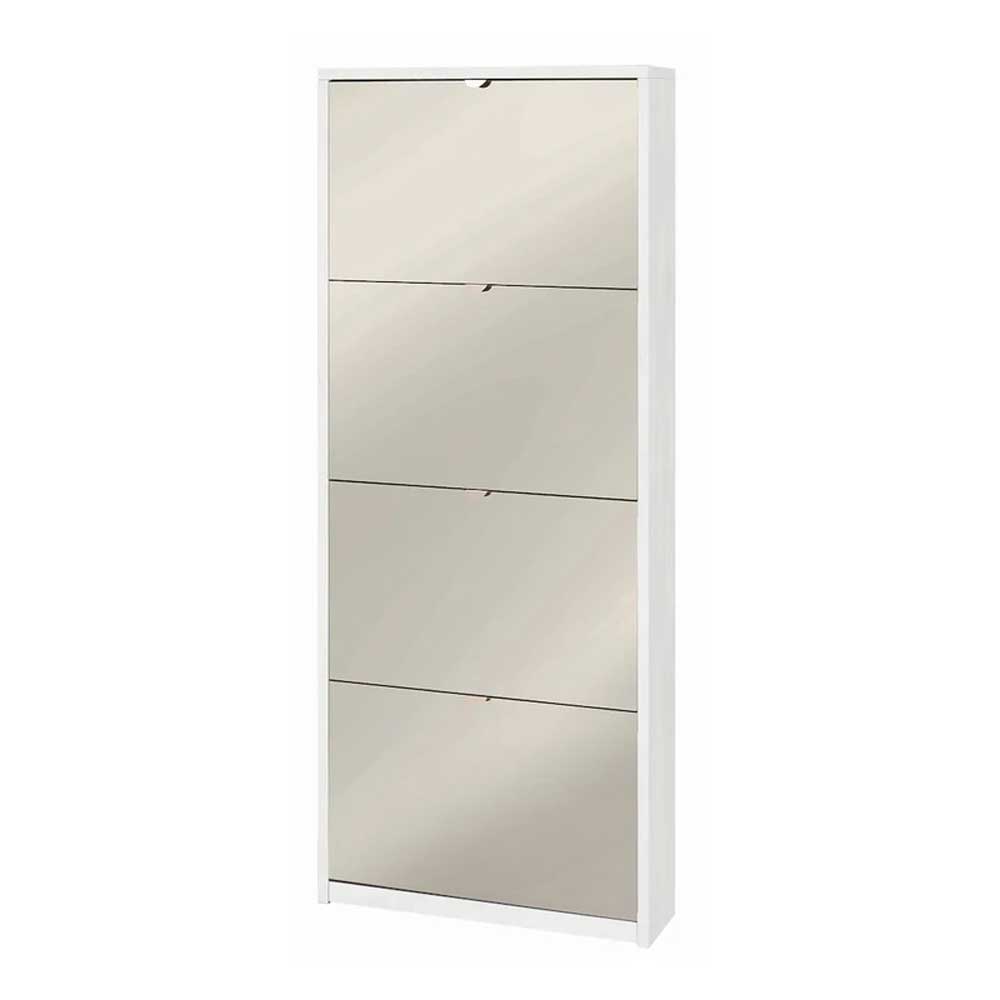 Elegante scarpiera a 4 ante con maniglia satinata finitura Ossido Bianco e Frontale a Specchio Naturale by Sarmog by CeramicStore | Lo specialista del tuo bagno