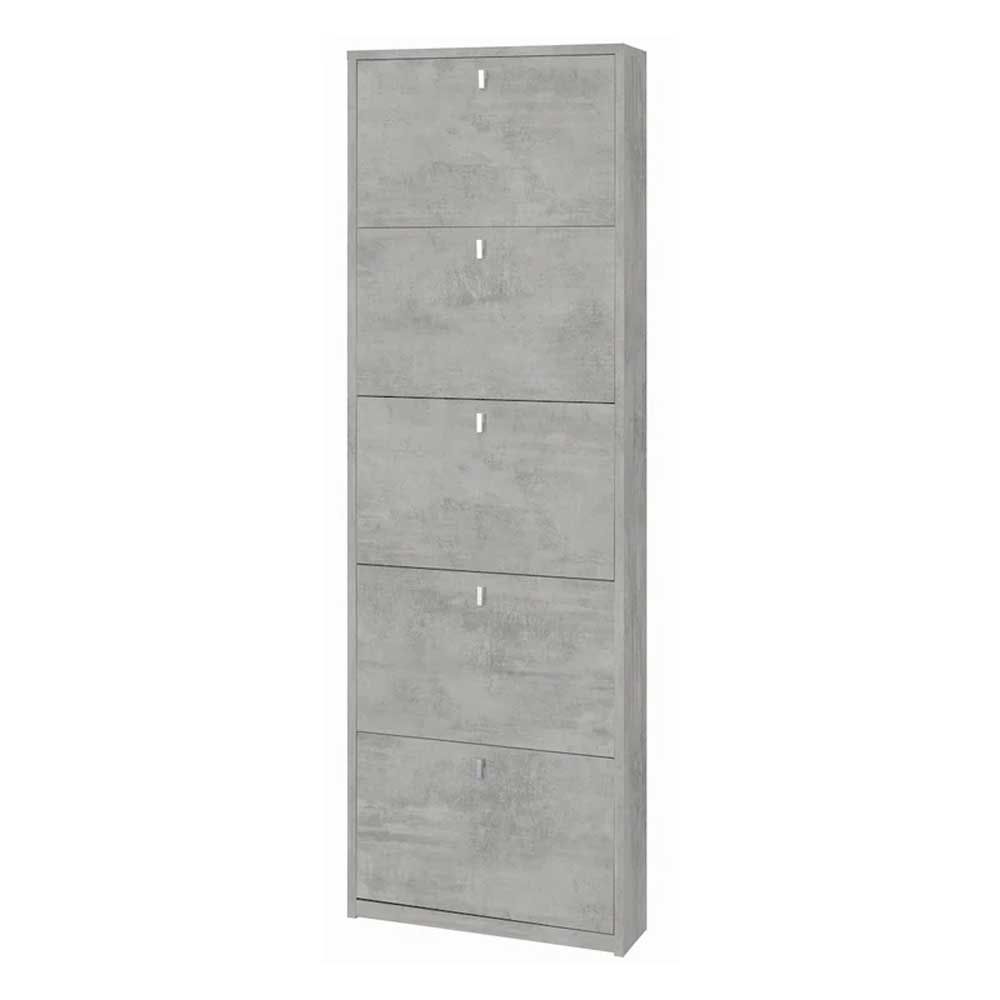 Elegante scarpiera a 5 ante con maniglia satinata finitura Cemento by Sarmog by CeramicStore | Lo specialista del tuo bagno