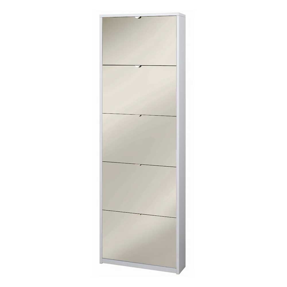 Elegante scarpiera a 5 ante con maniglia satinata finitura Ossido Bianco / Specchio Naturale by Sarmog by CeramicStore | Lo specialista del tuo bagno
