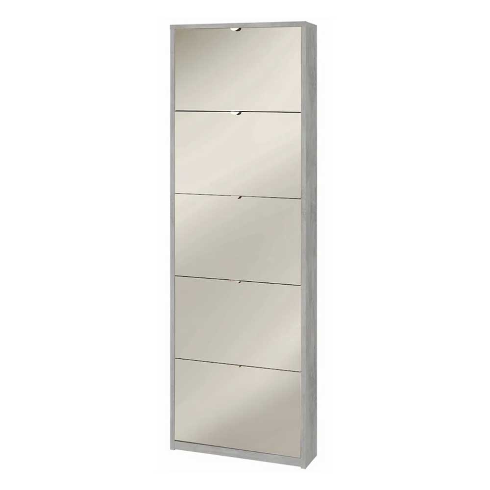 Elegante scarpiera a 5 ante con maniglia satinata finitura Cemento / Specchio Naturale by Sarmog by CeramicStore | Lo specialista del tuo bagno